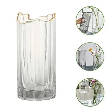 LIFKOME Vertical Striped Glass Vase for Elegant Arrangements