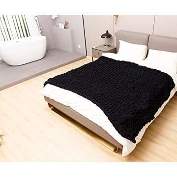 Chunky Handwoven Knit Throw Blanket Cozy Chenille Decor