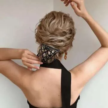 5 Pieces Stretchy Beaded Hair Accessories - Adjustable Elastic Clips, No Crease Pins for Curly Thick Wavy Hair Ponytails, Vintage Bun Makers for Women and Girls