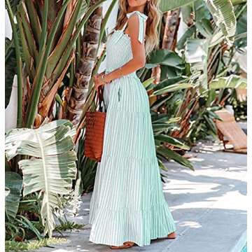 R.Vivimos Women's Adjustable Strap Boho Stripe Summer Dress
