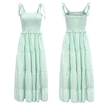 R.Vivimos Women's Adjustable Strap Boho Stripe Summer Dress