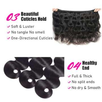 12A Unprocessed Brazilian Body Wave Hair Extensions - 3 Bundles