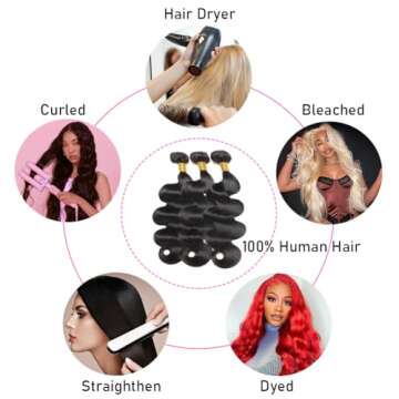 12A Unprocessed Brazilian Body Wave Hair Extensions - 3 Bundles