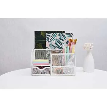 ANNOVA Mesh Desk Organizer with 7 Compartments and Drawer