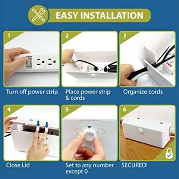 Power Strip Cover Box - Effectively Baby Proofs Power Strip with Patented Dual Lock. Convenient Side Openings for Cords & Cables. Protects Small Hands & Fingers