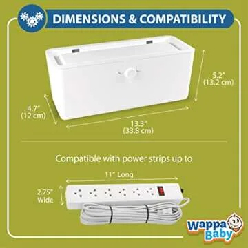 Power Strip Cover Box - Effectively Baby Proofs Power Strip with Patented Dual Lock. Convenient Side Openings for Cords & Cables. Protects Small Hands & Fingers