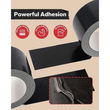 Komoko Gaffers Tape (2 Inch * 33 Yards), Black, Professional Stage Tape with Reliable Adhesion