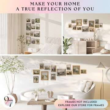 97 Decor French Country Wall Art Decor - Vintage Wall Art Prints, Cottagecore Wall Decor Vintage Botanical Print, Nature Poster Landscape Painting Farmhouse Spring Pictures For Home Bedroom (Unframed)