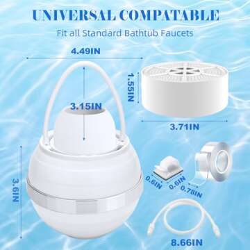 NIROKET Bath Filter for Tub, Filter for Bathtub Bath Water Filter Removes Hundreds of Contaminants for Softer, Smoother Skin 2500 Gallons of Filtration, BPA Free