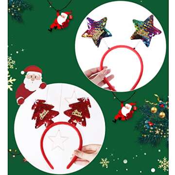 Seasons Stars SSDecor 6 PCS Christmas Headbands, Cute Holiday head hat Toppers Great Fun and Festive for Christmas Parties, Annual Holiday, Xmas Gift Christmas Photo Booth Props (ONE Size FIT ALL)