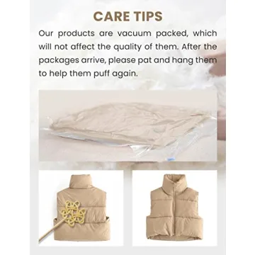 UANEO Cropped Puffer Vest Women Zip Up Stand Collar Sleeveless Padded Crop Puffy Vests (Khaki-S)