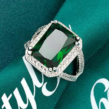 Elegant Vsoruln Emerald Halo Ring for Special Occasions