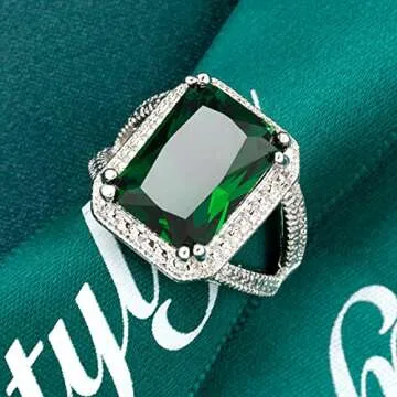 Elegant Vsoruln Emerald Halo Ring for Special Occasions