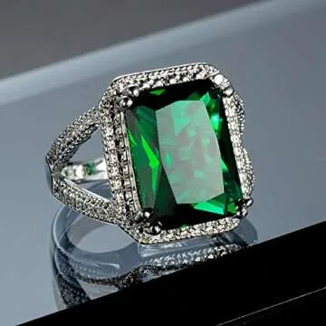 Elegant Vsoruln Emerald Halo Ring for Special Occasions