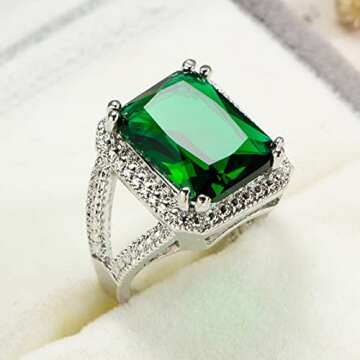 Elegant Vsoruln Emerald Halo Ring for Special Occasions
