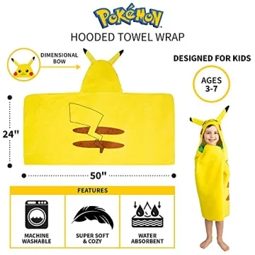 Pokémon Pikachu Hooded Towel Wrap for Kids
