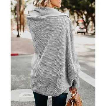 Mafulus Women's Cardigan Sweaters Oversized Chunky Knit Kimono Slouchy Wrap Batwing Open Front Outwear Coat