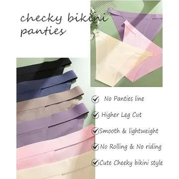 FINETOO Seamless Underwear for Women High Cut String Bikini Panties Low Rise Hipster Ladies Sexy Cheeky Underwear Brief 6 Pack