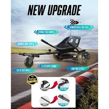 FLYTRAKS Hoverboard Go Kart, Hoverboard Attachments Compatible with 6.5"-10" Hoverboards Two Wheel Self Balancing Scooter for Kids (Not Including Hoverboard), K1