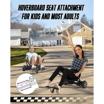 FLYTRAKS Hoverboard Go Kart, Hoverboard Attachments Compatible with 6.5"-10" Hoverboards Two Wheel Self Balancing Scooter for Kids (Not Including Hoverboard), K1
