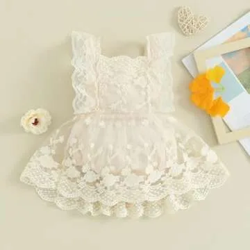 Kaipiclos Newborn Baby Girl Outfits Butterfly Ruffle Lace Romper Jumpsuit Bodysuit Half 1st Birthday Photoshoot Dress 0 3 Month