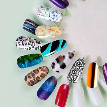 Duufin 300 Sheets Nail Foils Nail Art Transfer Foil Stickers Laser Flower Color Sheet Adhesive Stickers Paper Starry Sky Stars Black White Lace Design for Nail Art DIY Decoration