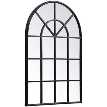 Elegant Decor Motif Black Windowpane Mirror 42x28