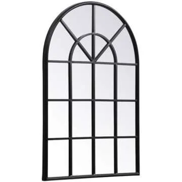 Elegant Decor Motif Black Windowpane Mirror 42x28