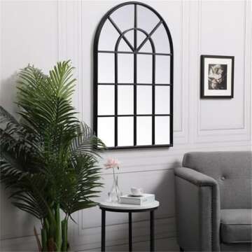 Elegant Decor Motif Black Windowpane Mirror 42x28