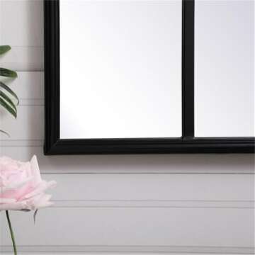 Elegant Decor Motif Black Windowpane Mirror 42x28