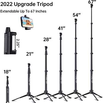 Fugetek 67" Tripod With Bluetooth Remote For iPhone & Android