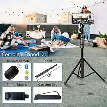 Fugetek 67" Tripod With Bluetooth Remote For iPhone & Android