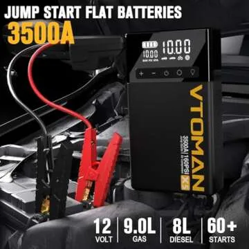 VTOMAN X5 Jump Starter with Air Compressor, 3500A Portable Car Battery Booster (Up to 9L Gas/8L Dies...