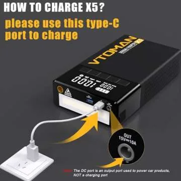 VTOMAN X5 Jump Starter with Air Compressor, 3500A Portable Car Battery Booster (Up to 9L Gas/8L Diesel Engines) with 160PSI Digital Tire Inflator, 12V Lithium Battery Jump box with Type-C Quick Charge