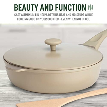 Goodful All-in-One Pan, Multilayer Nonstick, High-Performance Cast Construction, Multipurpose Design Replaces Multiple Pots and Pans, Dishwasher Safe Cookware, 11-Inch, 4.4-Quart Capacity, Linen