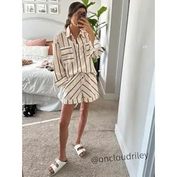 Bufushaoh Women's Blue Striped 2 Piece Lounge Set