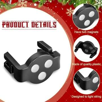 Frienda Magnetic C9 Socket Clips Magnetic Christmas Light Clips for Outdoor Patio Lighting (Black,30 Pieces)