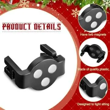 Frienda Magnetic C9 Socket Clips Magnetic Christmas Light Clips for Outdoor Patio Lighting (Black,30 Pieces)