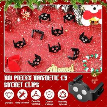 Frienda Magnetic C9 Socket Clips Magnetic Christmas Light Clips for Outdoor Patio Lighting (Black,30 Pieces)