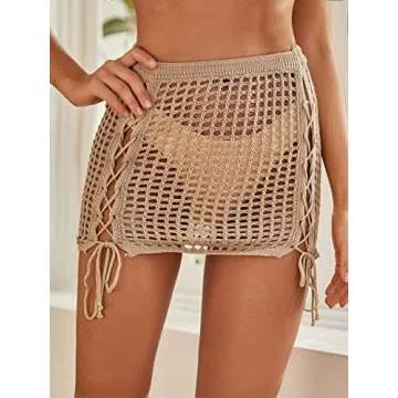 Jumppmile Women's Crochet Beach Cover Up Mini Skirt