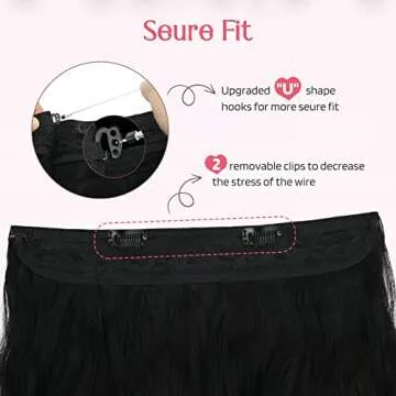 HOOJIH Wire Hair Extensions - 20 Inch Wavy Curly Hairpieces