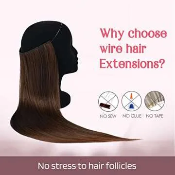 HOOJIH Wire Hair Extensions - 20 Inch Wavy Curly Hairpieces