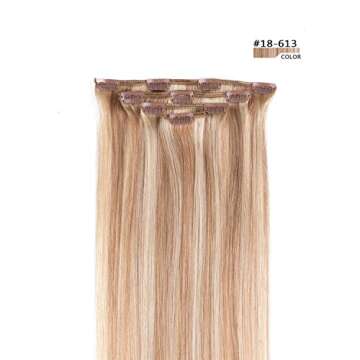 20" Clip in Hair Extensions Remy Human Hair for Women - Silky Straight Long Human Hair Clip on Exten...