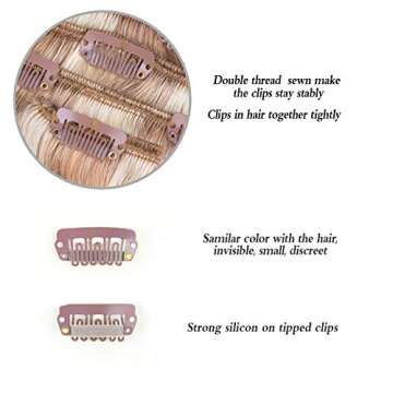 20" Clip in Hair Extensions Remy Human Hair for Women - Silky Straight Long Human Hair Clip on Extensions 75grams 4pieces #18-613 Color