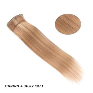 20" Clip in Hair Extensions Remy Human Hair for Women - Silky Straight Long Human Hair Clip on Extensions 75grams 4pieces #18-613 Color