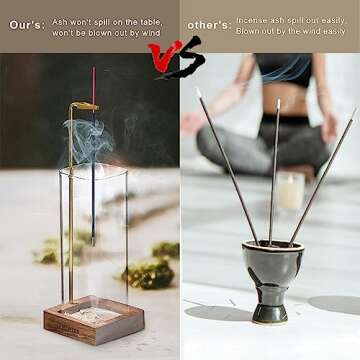 SMTWTFS Incense Holder,Incense Burner Holder with Glass Ashes Collector for Home Decor Yoga Meditation,Mess-Free Incense Burner for Sticks for Spa Room