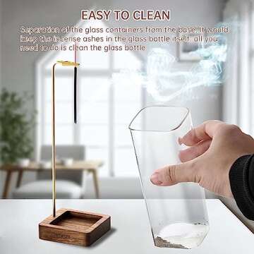 SMTWTFS Incense Holder,Incense Burner Holder with Glass Ashes Collector for Home Decor Yoga Meditation,Mess-Free Incense Burner for Sticks for Spa Room