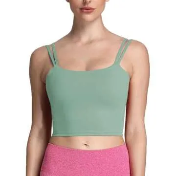 Aoxjox Women's Workout Sports Bras Fitness Padded Backless Yoga Crop Tank Top Twist Back Cami (Sage Green, Small)