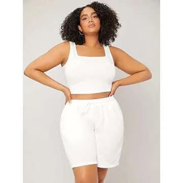 SOLY HUX Plus Size Square Neck Sleeveless Tank Top