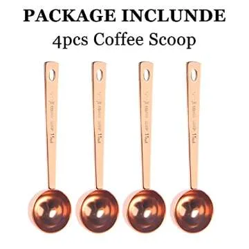 Yzurbu 4pcs Coffee Measuring Scoop, Stainless Steel 1 Tablespoon Spoon - Rose Gold